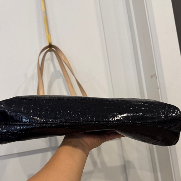 Jessica Elegant Black Tote with Tan Straps - Picture 7 of 11